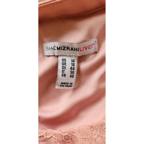 Isaac Mizrahi Live Pink Lace Ruffle Peplum Top Blouse Women’s 14 Bell‎ Sleeve - Picture 3 of 8